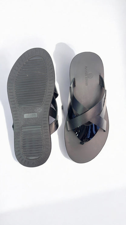 Men's Luxe Cross-Strap Leather Chappal - Timeless Comfort & style
