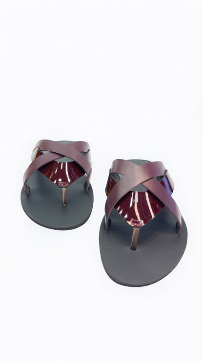 Men's Luxe Cross-Strap Leather Chappal - Timeless Comfort & style