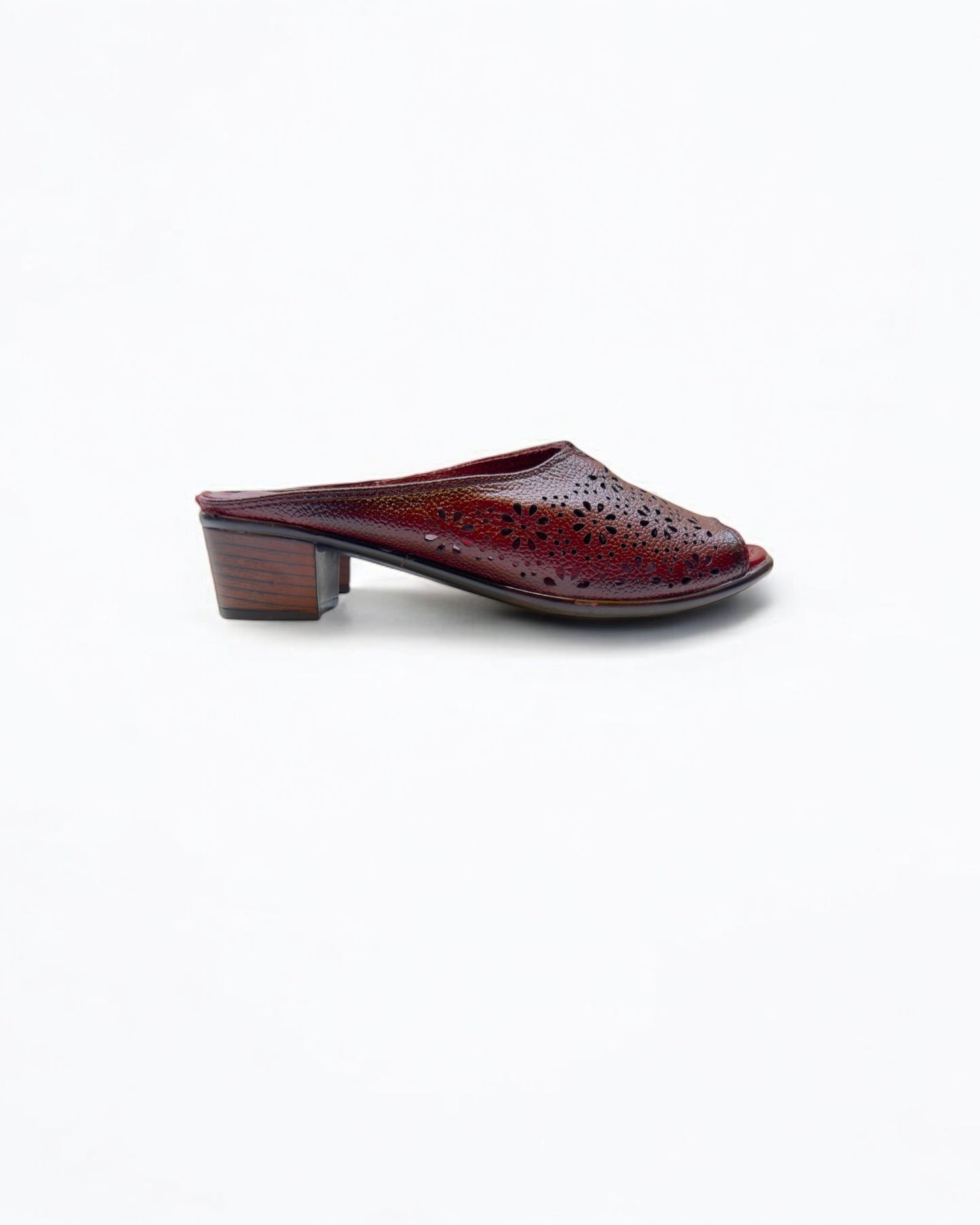 Women's Leather Mule Perforated Formal Peep Toe
