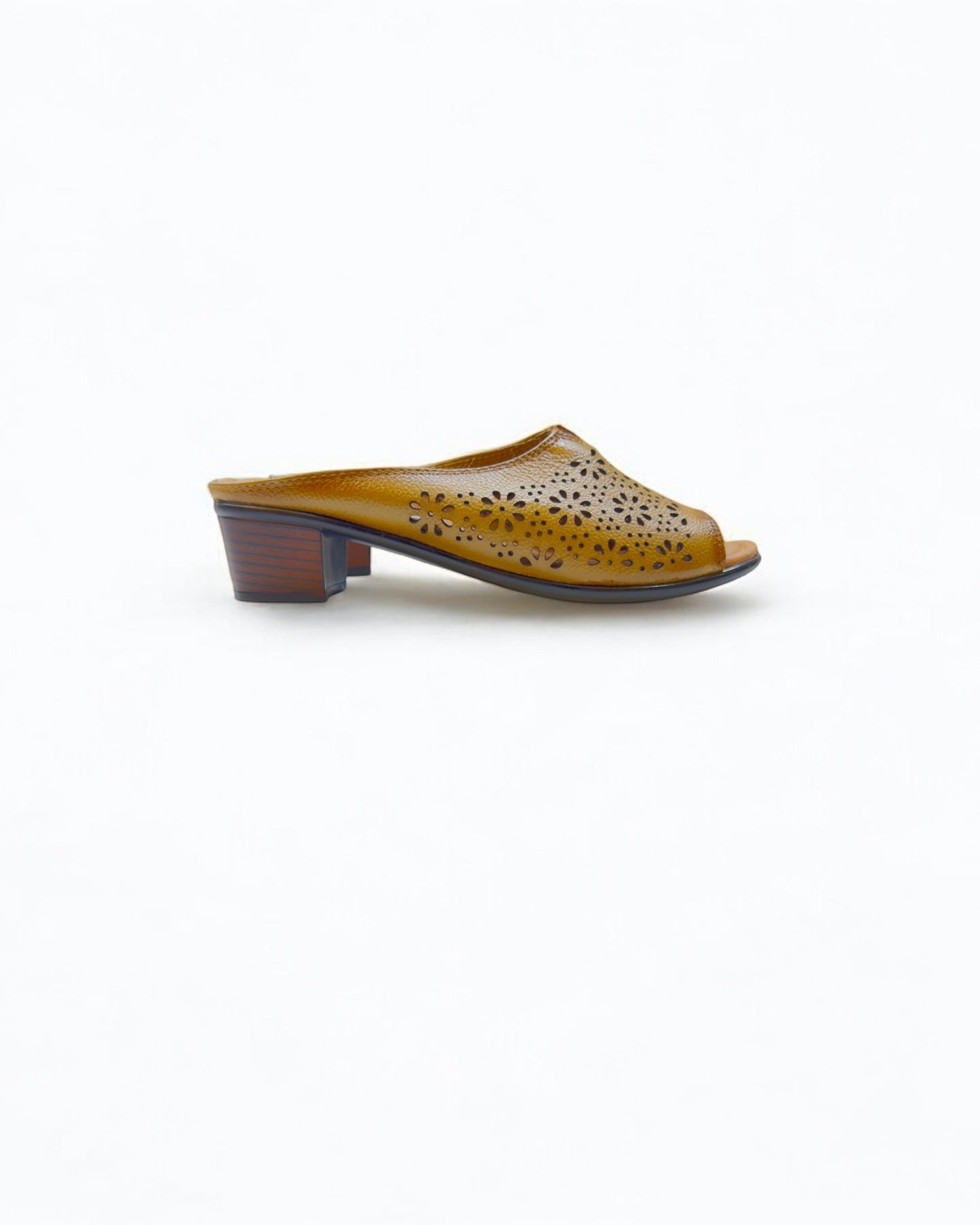 Women's Leather Mule Perforated Formal Peep Toe