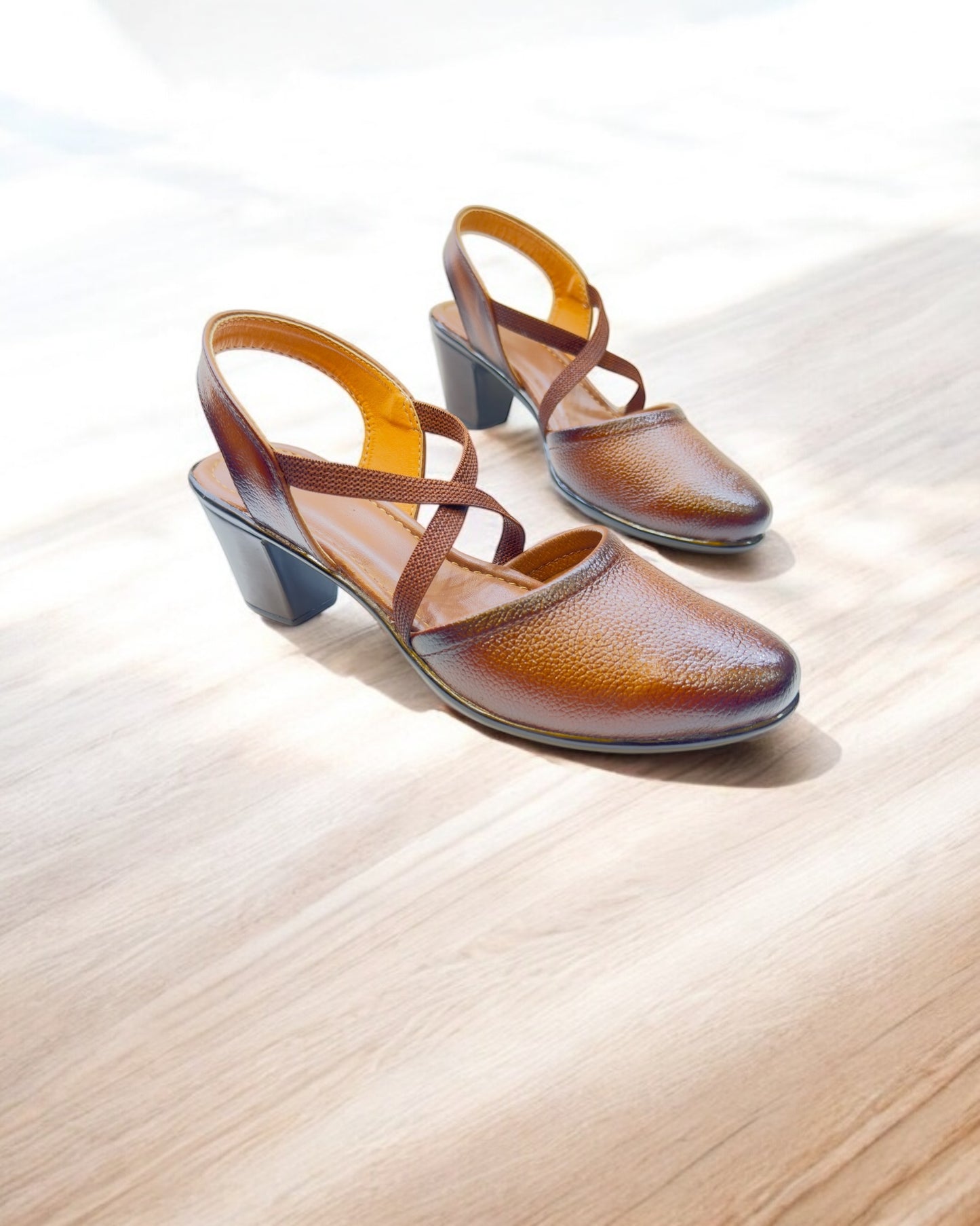 Women's Leather Belly Cross Strap Formal Sandals
