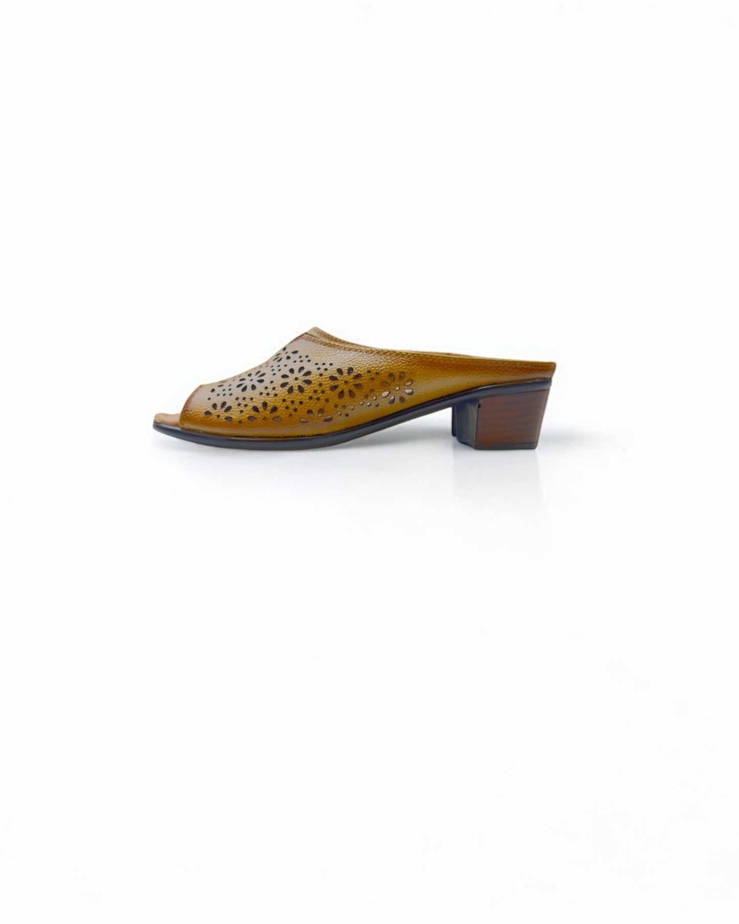 Women's Leather Mule Perforated Formal Peep Toe