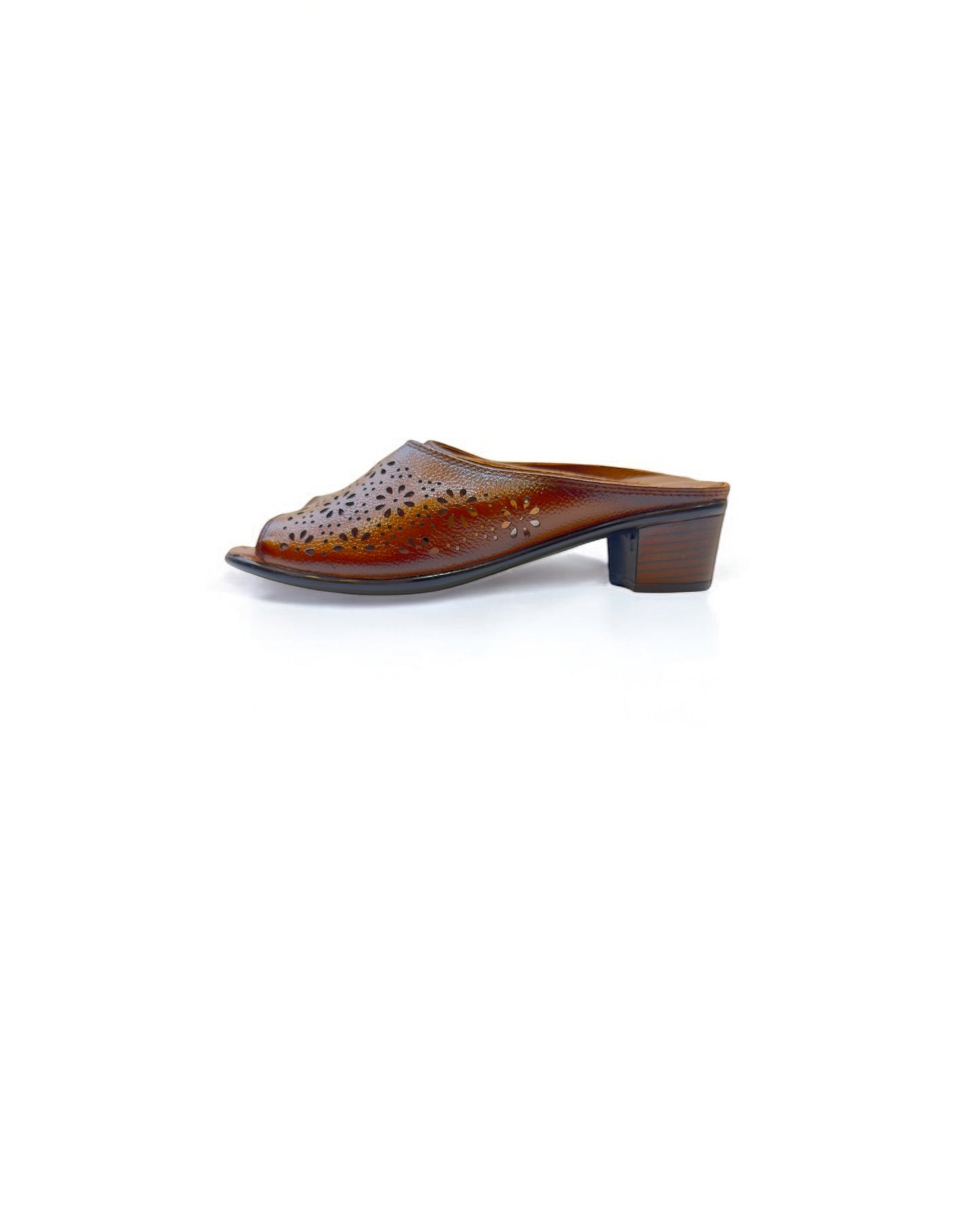 Women's Leather Mule Perforated Formal Peep Toe