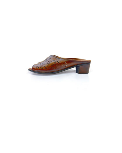 Women's Leather Mule Perforated Formal Peep Toe