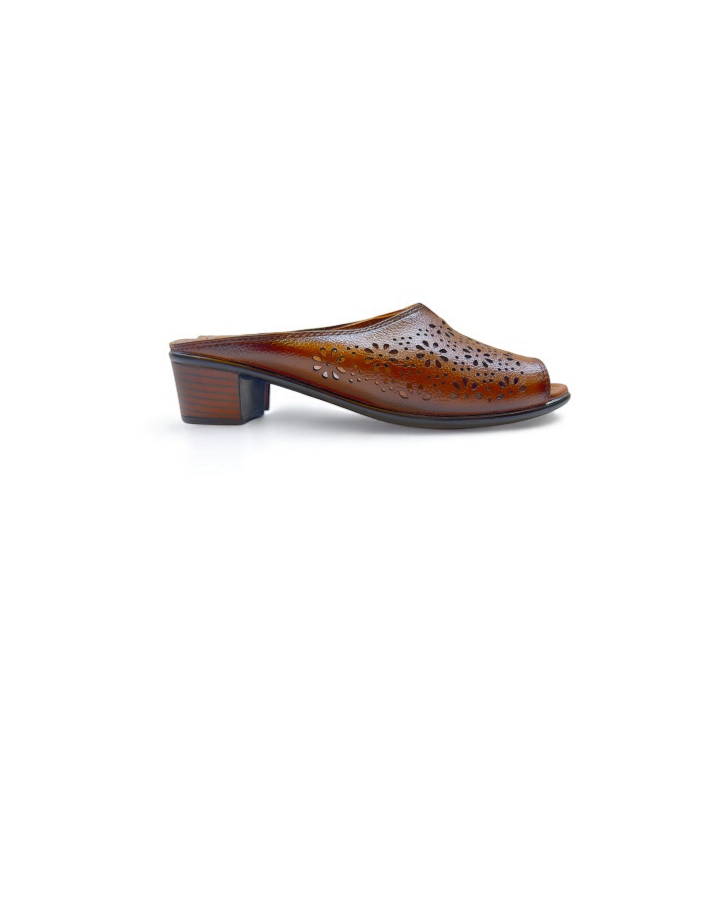 Women's Leather Mule Perforated Formal Peep Toe