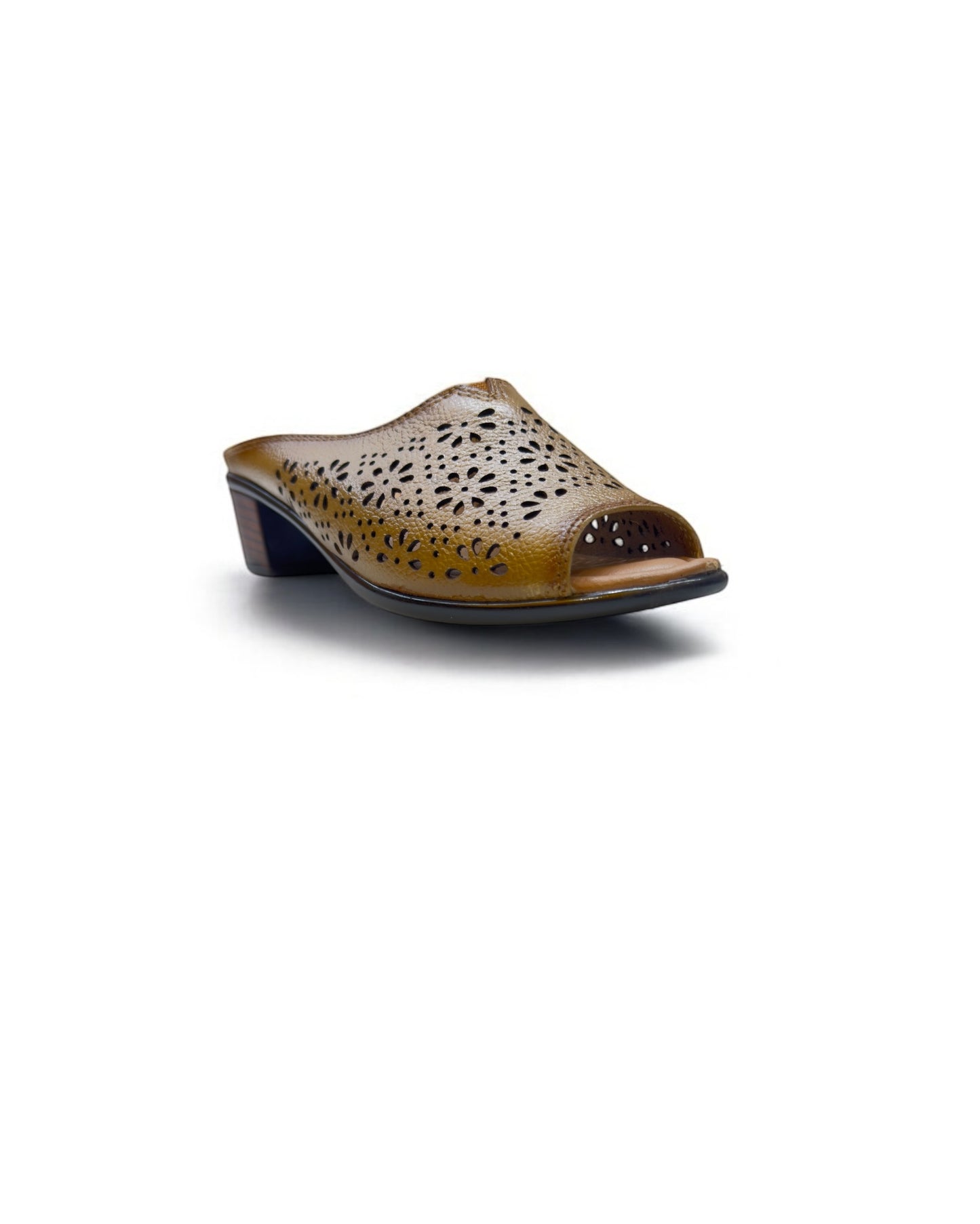 Women's Leather Mule Perforated Formal Peep Toe