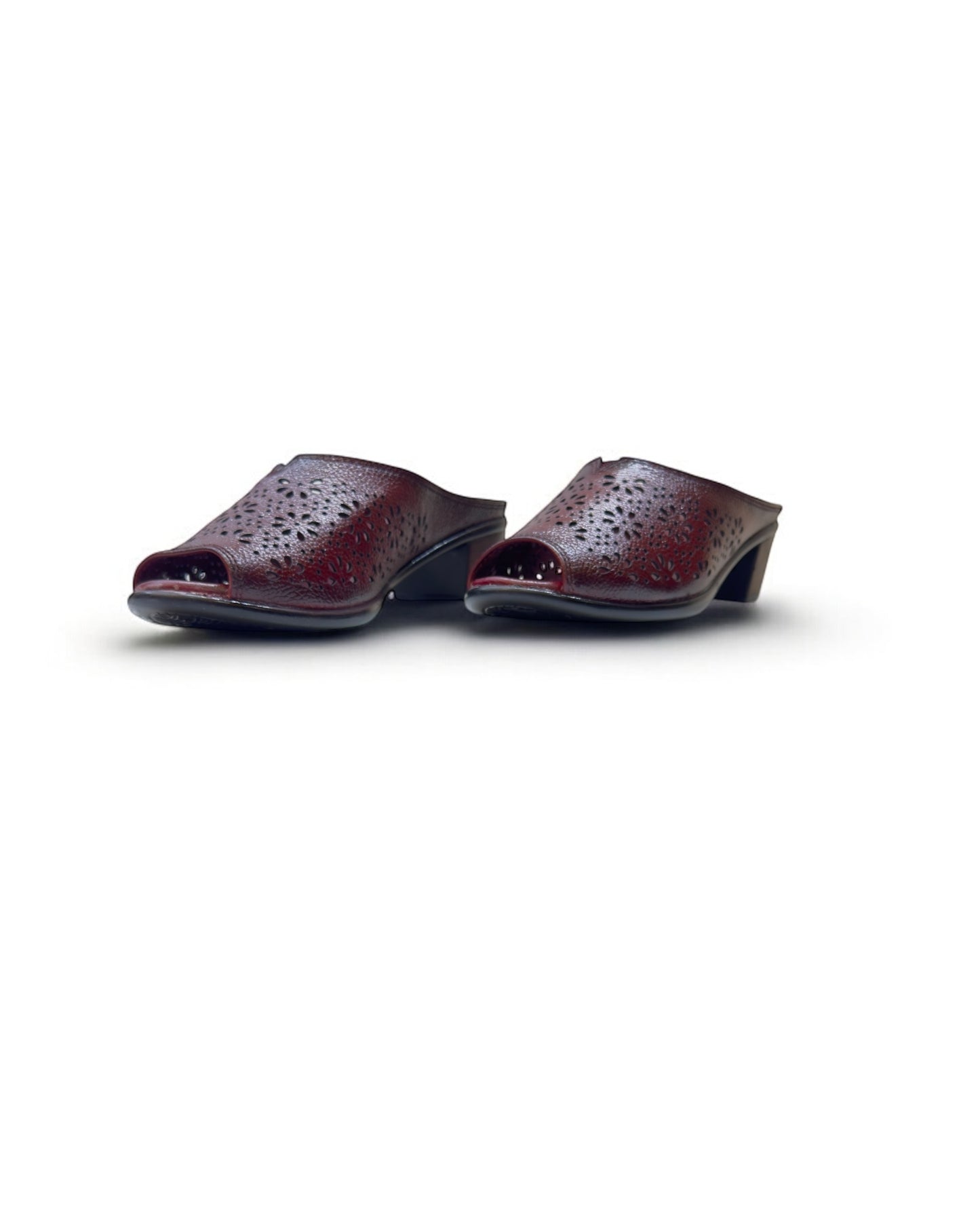Women's Leather Mule Perforated Formal Peep Toe
